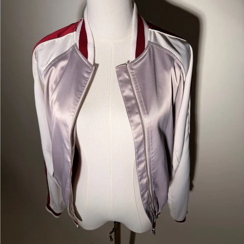 Tularosa Silver, White and Maroon 70s Inspired Track Jacket - Picture 2 of 6